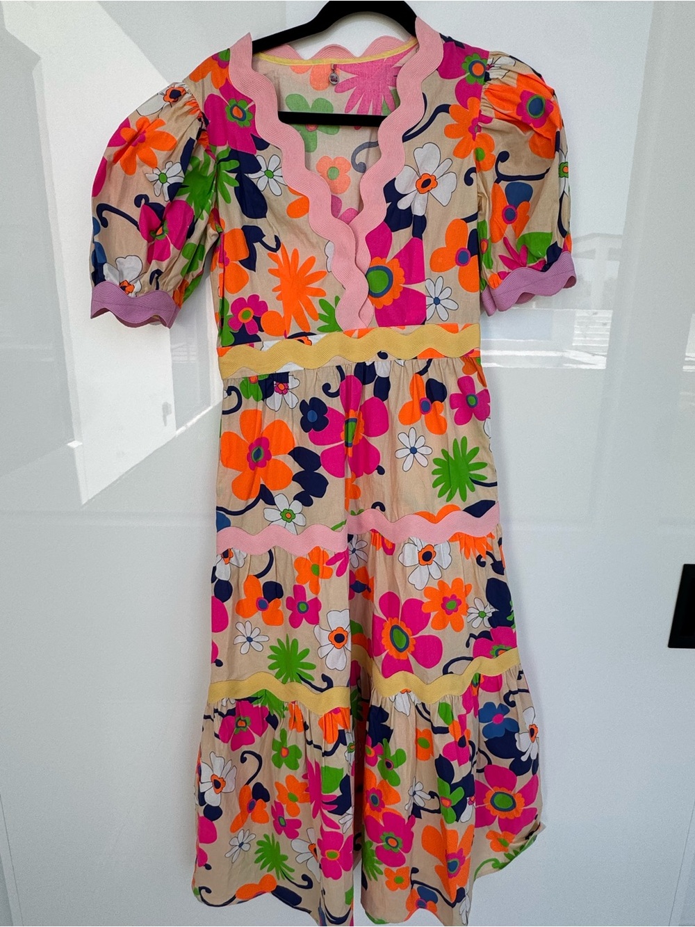 Girls Floral Puff-Sleeve Midi Dress - Pink & Multi Celia B